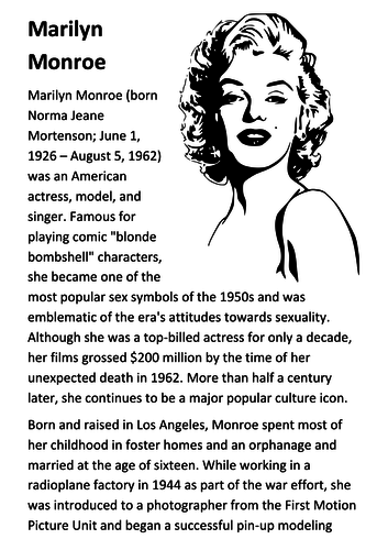 Marilyn Monroe Handout