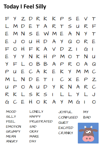 Today I Feel Silly Word Search