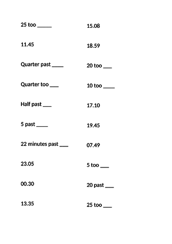 tell and write the time LKS2 Maths weeks Planning and resources - using analogue and roman numerals