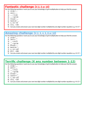 multiplying 1 and 2 digit numbers LKS2 Maths weeks planning and resources  - Formal Multiplication