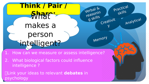 OCR A LEVEL PSYCHOLOGY: CHILD PSYCHOLOGY TOPIC 1: INTELLIGENCE (BIOLOGICAL) 3 LESSONS