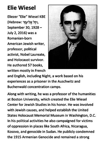 Elie Wiesel Handout