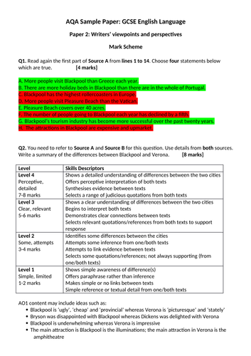 Aqa Gcse Sam Language Paper 2 Teaching Resources