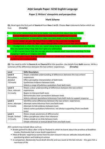 Aqa Gcse Sam Language Paper 2 Teaching Resources