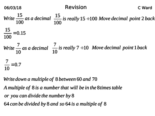 Revision End of Year Assessment (Based on Edexcel Nov 2017 P2 F)