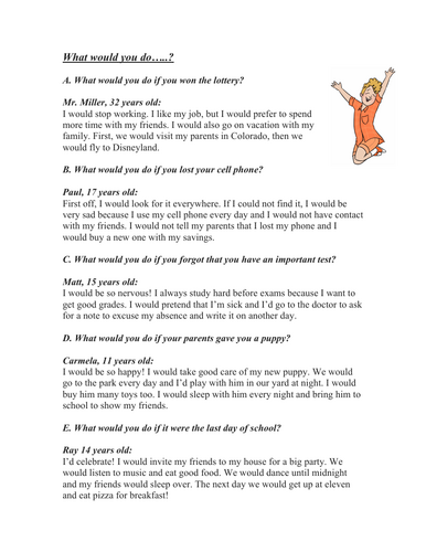 What Would You Do? English Reading in Conditional: ELA/ESL/EFL