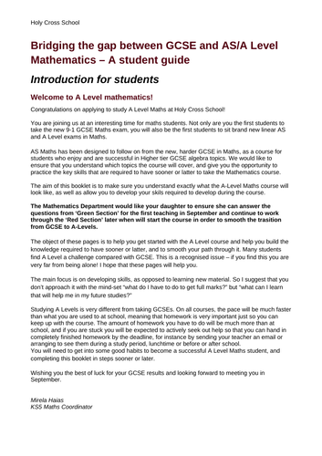 Bridging the gap between GCSE and A-level New Curriculum