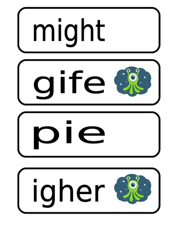 Phonics words 'igh' 'i-e' 'ie'