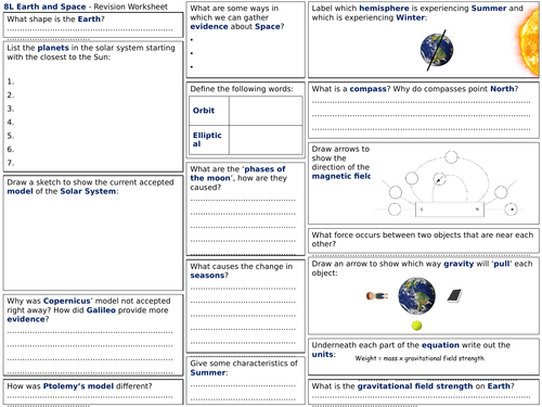 earth space science worksheets