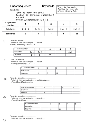 Linear sequence : Keywords