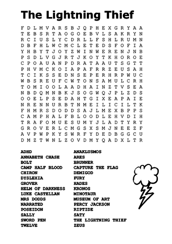 The Lightning Thief Word Search