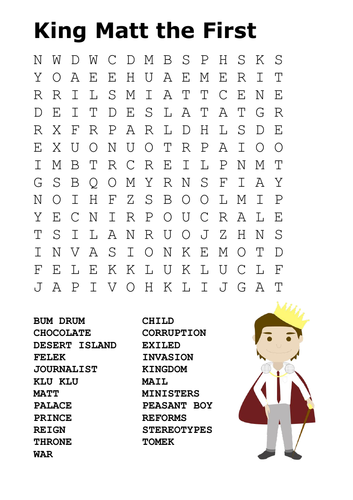 King Matt the First Word Search