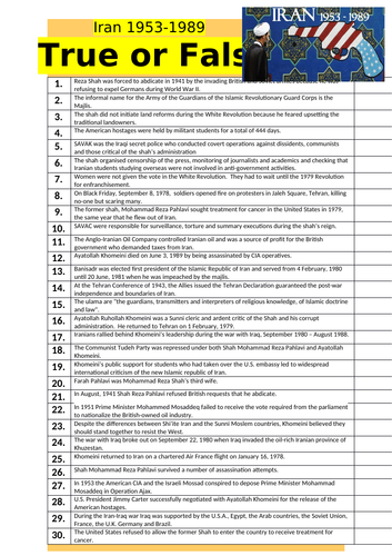 Iran 1953-1989 - True or False?