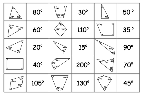 Match the missing angle activity