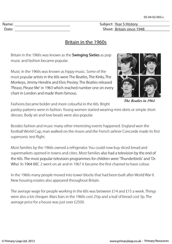 History Resource: Britain in the 1960s