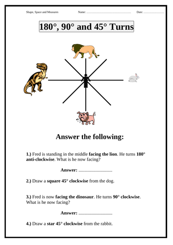 Angles: 180, 90 and 45 degrees | Teaching Resources