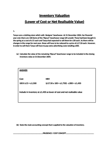 Inventory Valuation Answers