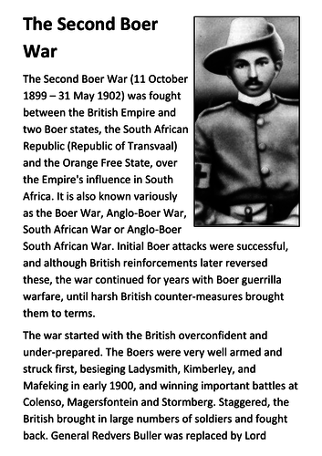 The Second Boer War Handout