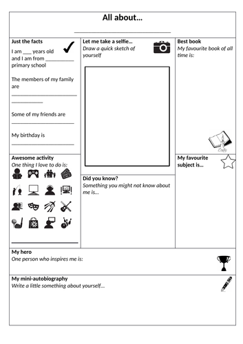 Transition/ new class - all about me fact file