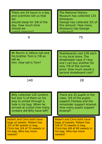 Maths Fractions word problems free sample from Ben Allen's Primary Hub