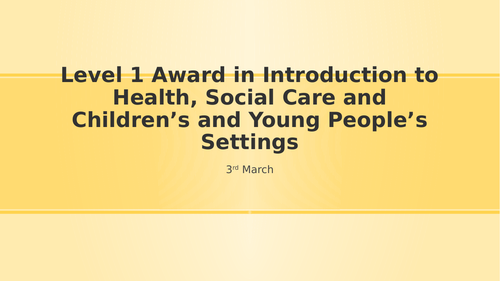 Health and Social Care  Level 1 CACHE NCFE Intro MU 1.4 Safeguarding in health and social care
