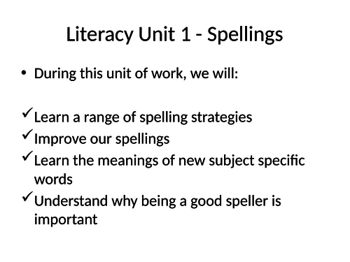 Spelling Strategies Scheme of Work (Whole School Literacy)