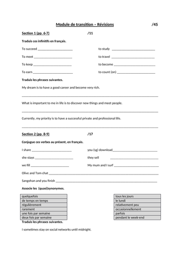 AS Edexcel - Module de Transition