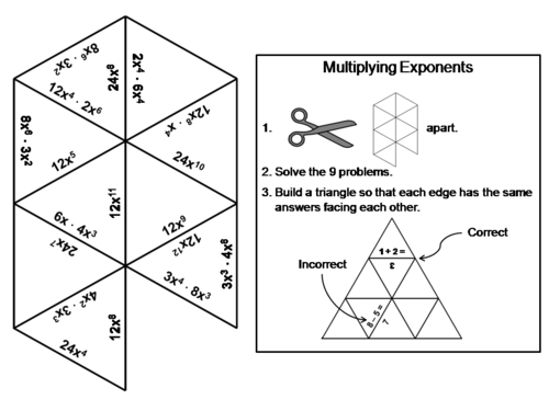 Multiplying Exponents Game: Math Tarsia Puzzle