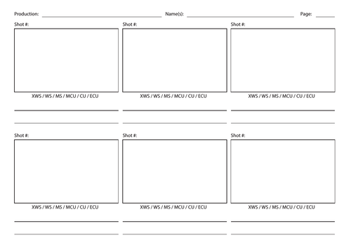 Filming Storyboard Template