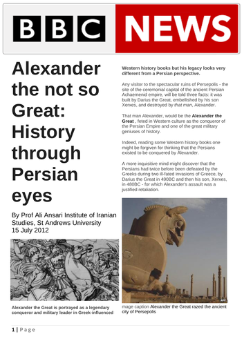 Ezine article - Alexander the not so Great: History through Persian eyes