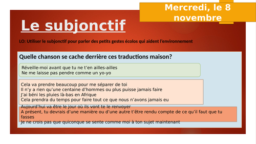 Le subjonctif - introduction A level