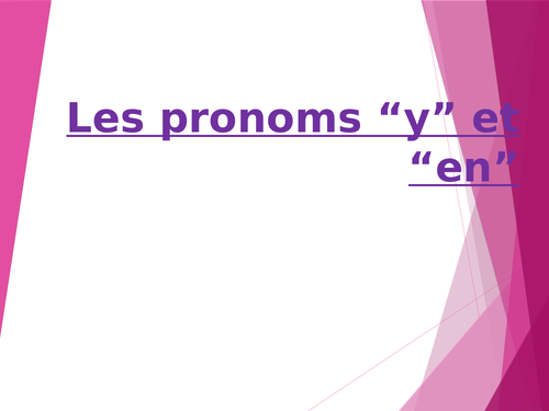 Pronoms "y" et "en"