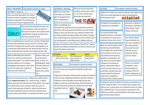 EDUQAS - NEA 2 - GCSE FOOD PREP - HELPSHEET