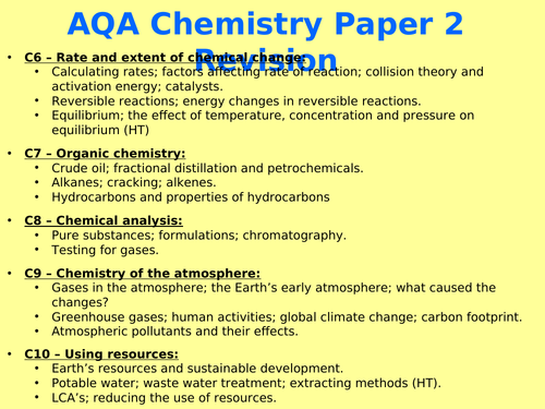 AQA Chemistry Paper 2 GCSE (Combined/Trilogy) Revision power point