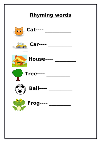 EYFS/KS1 Rhyming words activity