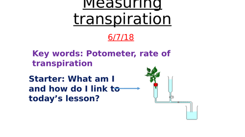 Measuring transpiration- potometers