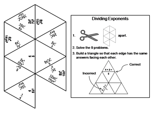 Dividing Exponents Game: Math Tarsia Puzzle