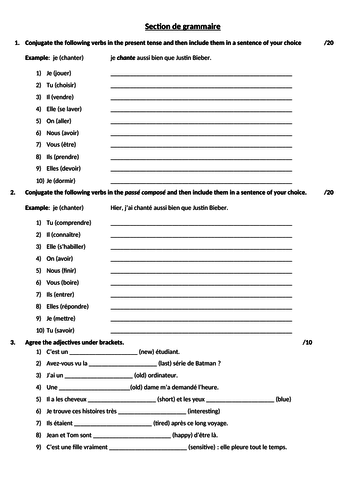 French verbs - Revision IGCSE