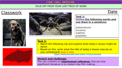 KS3 Magic and Supernatural Creative Writing and Reading