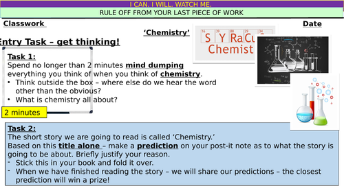 Creative Writing with Chemistry by Graham Swift as Stimulus