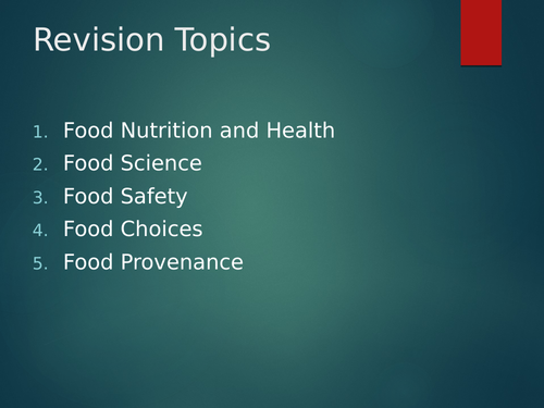 GCSE Food Preparation and Nutrition Written Exam Revision