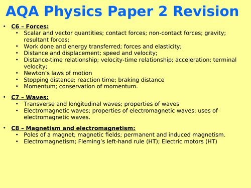 AQA Physics Paper 2 GCSE (Combined/Trilogy) Revision power point