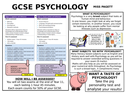 GCSE OPTIONS EVENING POSTER FOR AQA GCSE PSYCHOLOGY
