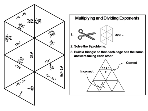 Multiplying and Dividing Exponents Game: Math Tarsia Puzzle