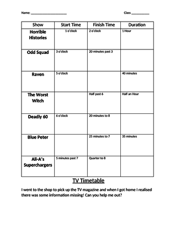 Time: working with a TV Schedule