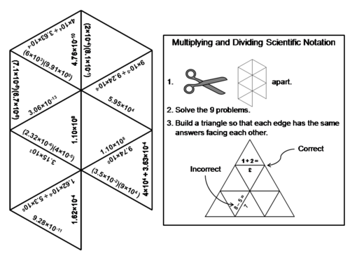 Multiplying and Dividing Scientific Notation Game: Math Tarsia Puzzle