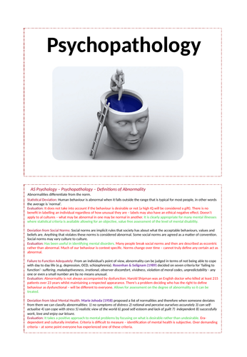 Psychopathology - AQA Psychology A-level