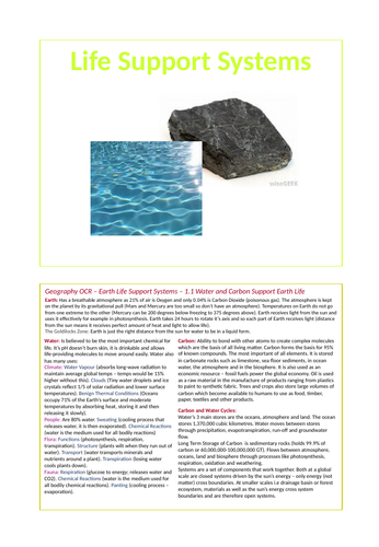 Earth Life Support Systems - OCR Geography A-level