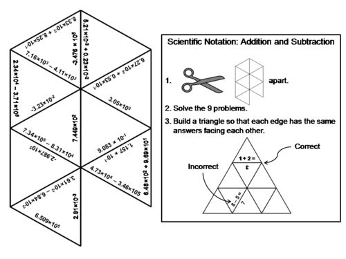 Adding and Subtracting Scientific Notation Game: Math Tarsia Puzzle