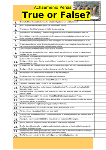 Archaemenid Persia - True or false?